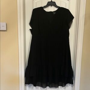 City Chic Black Midi Dress with Ruffled Hem XL/22